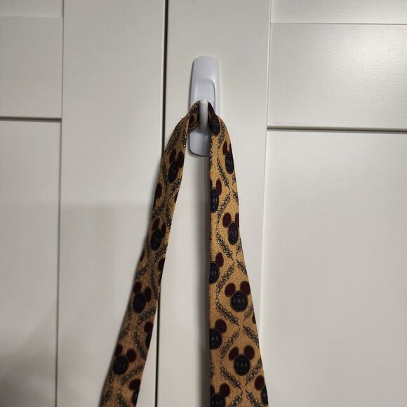 Disney Parks Mickey Mouse 100% Silk Novelty Necktie Yellow Rust Blue Gold - Picture 5 of 11